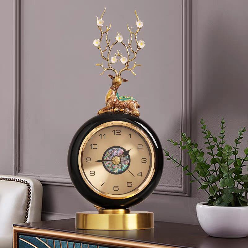 轻奢摆钟石英客厅台式座钟复古新款钟表坐钟摆放台钟时钟摆件静音