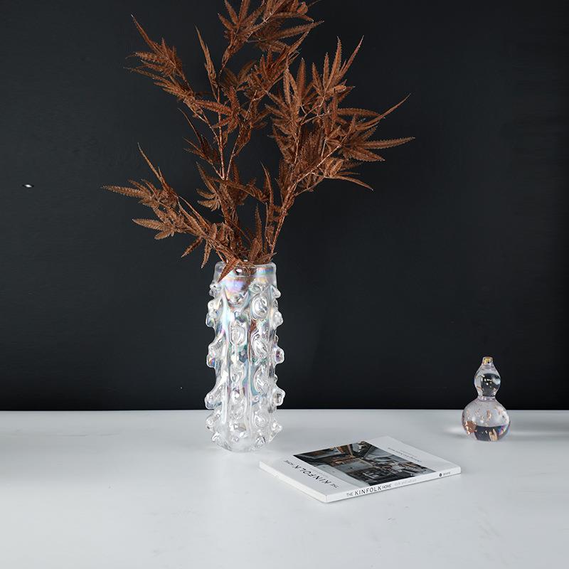 现代简约轻奢抽象玻璃花瓶摆件样板房客厅玄关干花器家居装饰摆设
