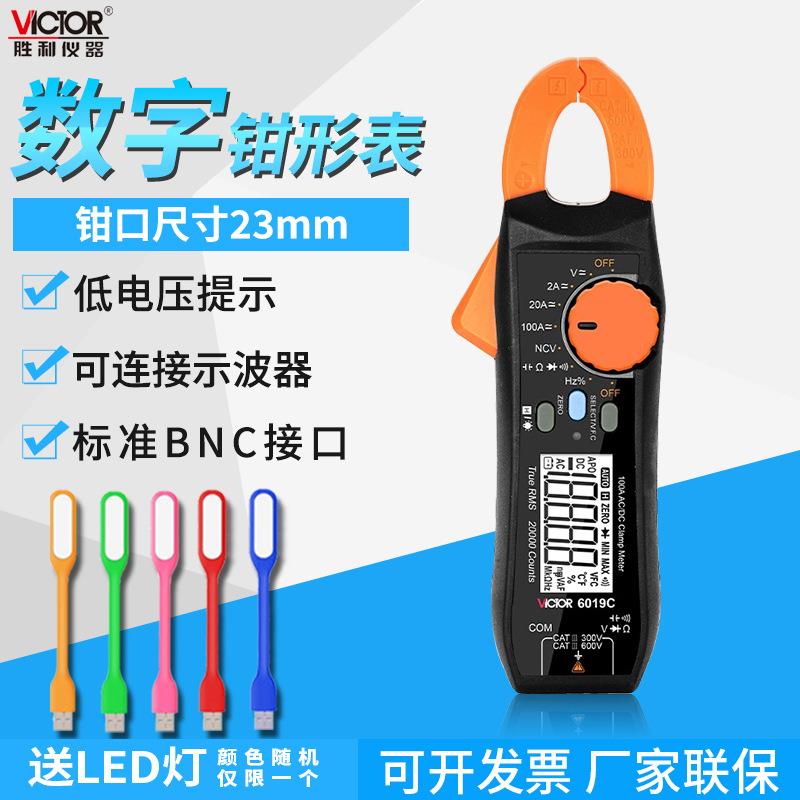 胜利高精度钳形表6019万用表电流表自动量程交直流钳表四位半数显
