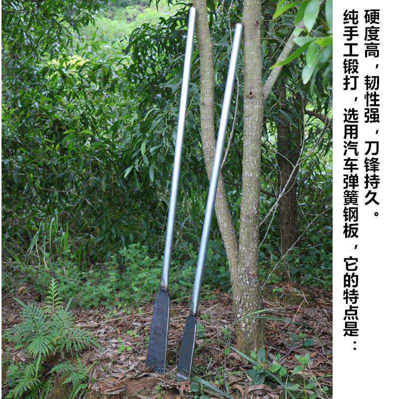 连柄长镐头扁凿手工锻打钢柄铁锹阳江弹簧钢铁锨挖掘工具撬垒德株