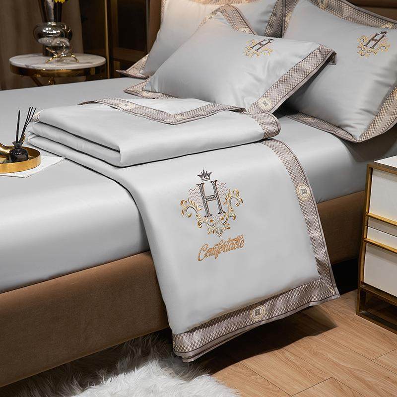 水洗真丝夏凉被四件套纯色轻奢刺绣天丝夏被冰丝床单笠三件套,鲜花速递/花卉仿真/绿植园艺,割草机/草坪机,淘宝优惠券,粉丝福利购,淘宝优惠卷