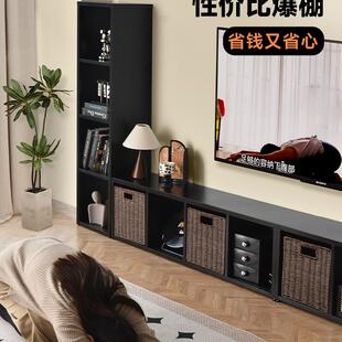 宜搭家居落地款电视柜客厅家用中古风收纳储物柜一体组合墙钢制柜