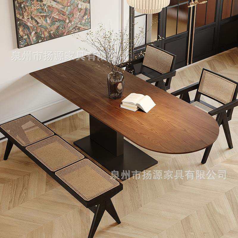 创意中古风岛台桌子法式复古半圆靠墙家用小户型饭桌一体实木餐桌,3C数码配件,USB灯,淘宝优惠券,粉丝福利购,淘宝优惠卷