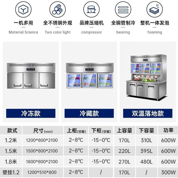挂墙式冰箱冷藏保鲜工作台展示柜商用壁挂冷冻吊柜悬挂式冰柜