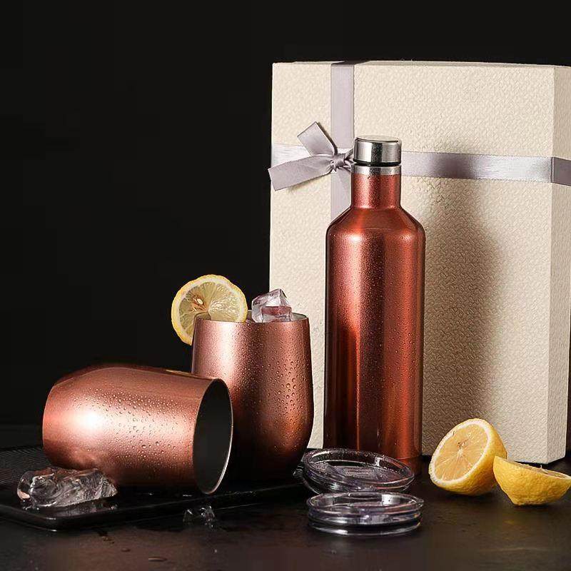 亚马逊蛋形杯红酒瓶套装不锈钢保温杯套装鸡蛋杯厂家供应印logo