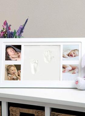 2025新款宝宝手足印相框Baby Handprint Photo Frame 实木相框