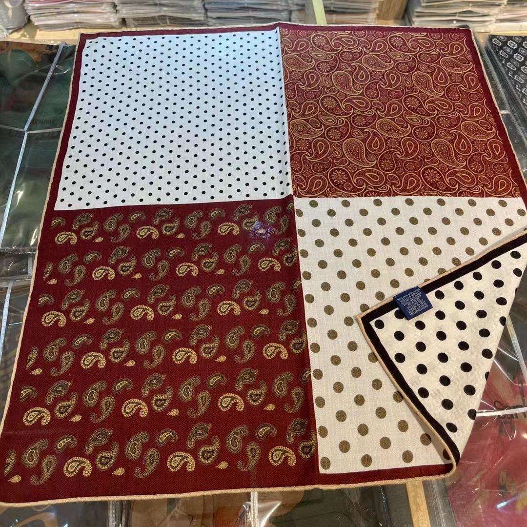 春夏新款高档丝毛70方巾手工卷边双面印花母亲节真丝羊毛领巾护颈