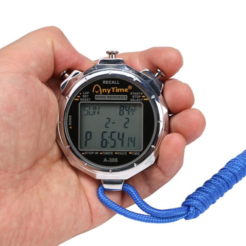 三排200道跑表金属外壳户外运动教练田径比赛裁判计时器电子秒表