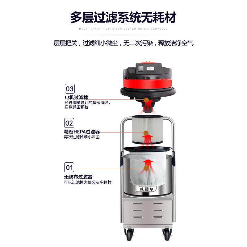 威德尔电池版工业吸尘器WD1570车间地面铁屑焊渣吸干除尘机大吸力