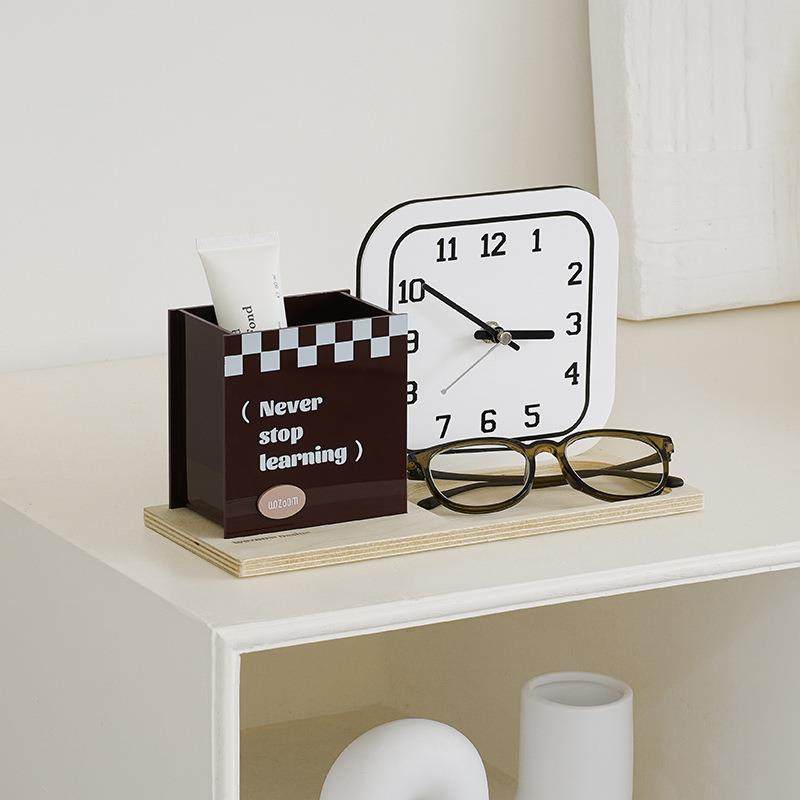 WOZOOM屋准创意桌面时钟摆台式储物摆件客厅座钟入户钟表装饰品