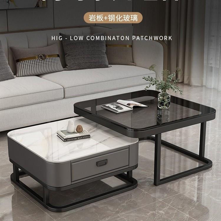 轻奢茶几客厅2025新款家用现代简约小户型方形岩板茶几电视柜组合