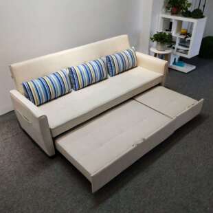 科技绒沙发床两用可折叠拆洗小户型直排带小贵妃椅功能沙发床