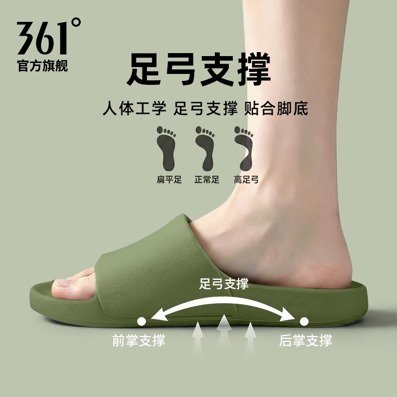 361拖鞋男士绿色足弓支撑居家用图片