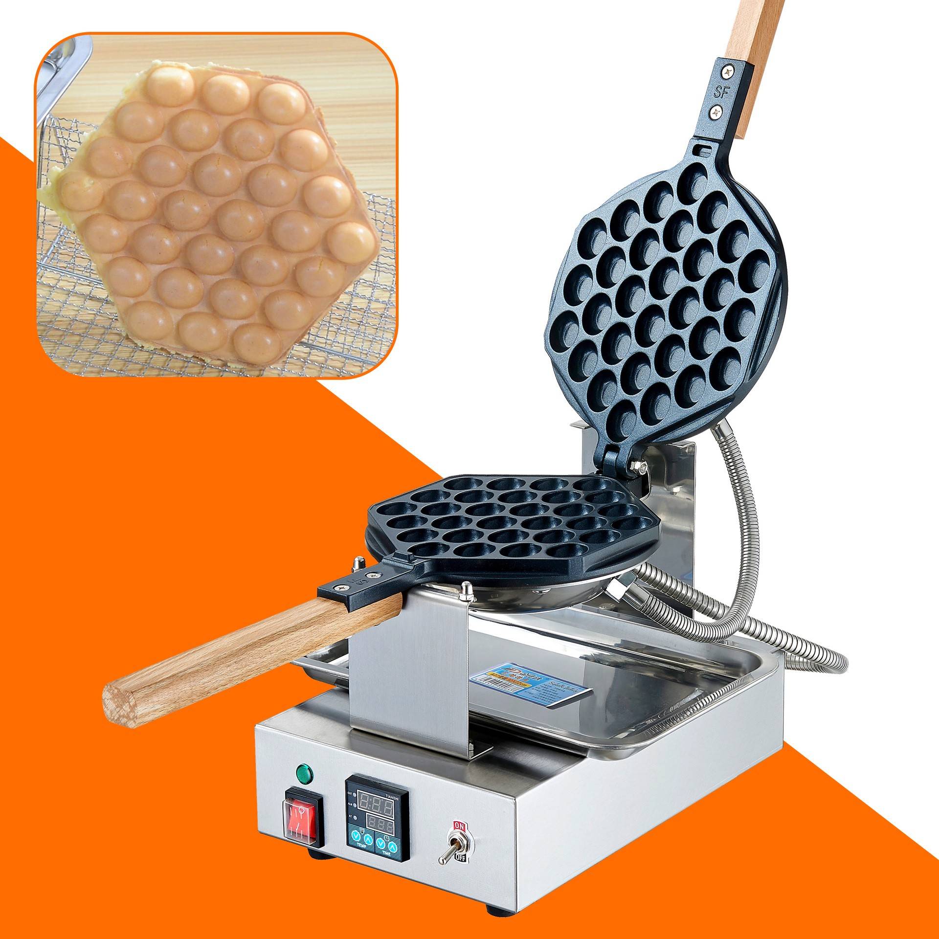 商用圆形鸡蛋仔机华夫鸡蛋仔炉街边小吃不锈钢机身不粘锅