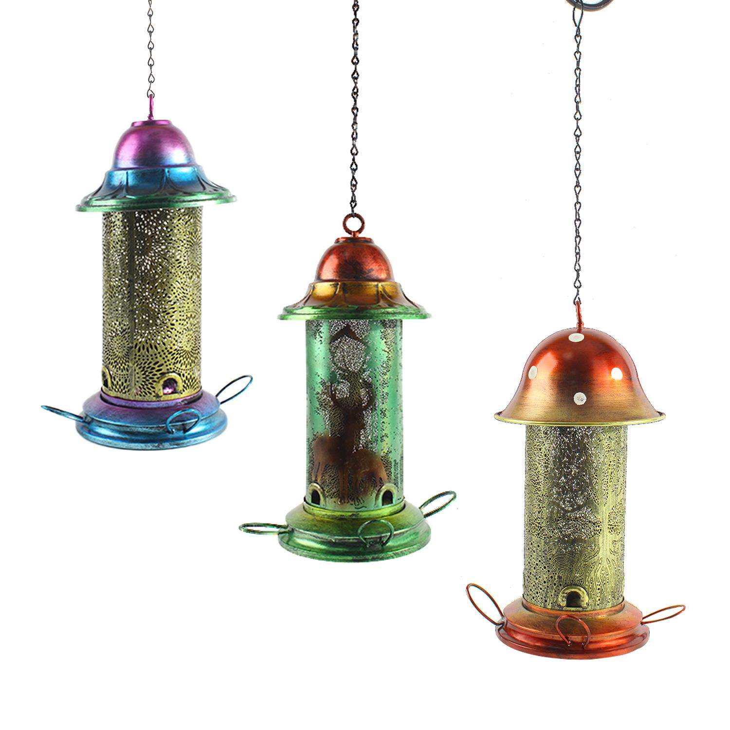 跨境新款金属伸缩喂鸟器花园投食器鸟用户外防水防松鼠喂食器厂家