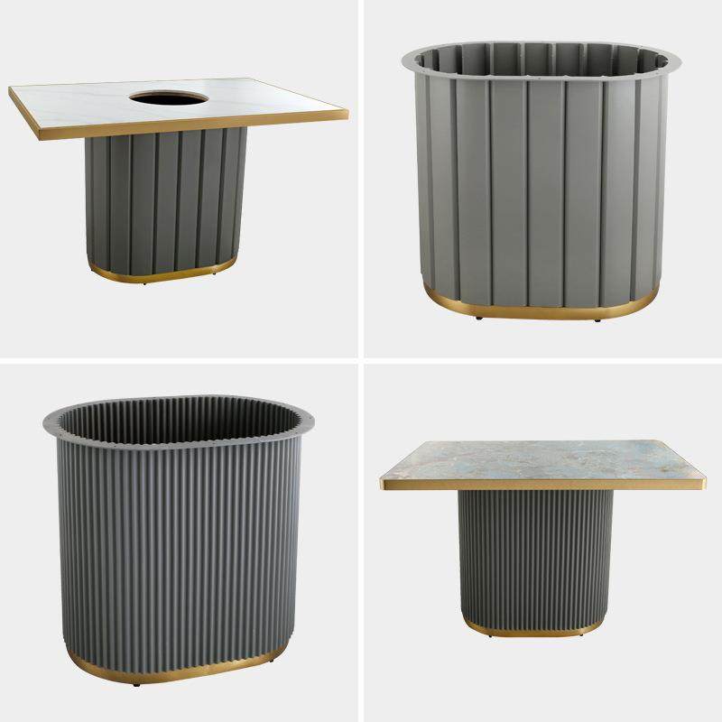 大理石火锅桌子电磁炉烤肉商用一体中式火锅餐桌脚架简约轻奢风