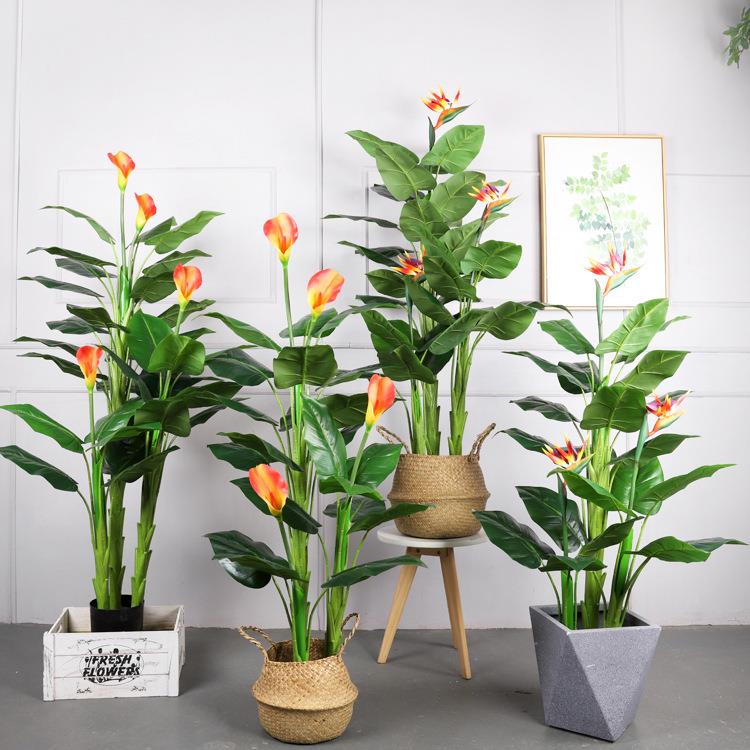 北欧大型仿真绿植马蹄莲 仿真树盆栽酒店餐厅 摆件马蹄莲植物装饰