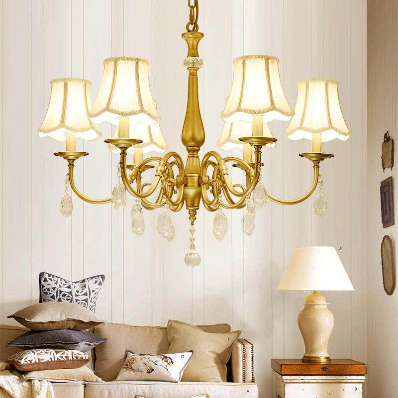 美式乡村吊灯 欧式简约主卧法式田园 复古客厅中古餐厅卧室水晶灯