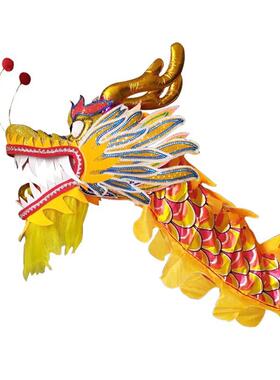 众迈L11节黄色绸布舞龙道具龙灯服装舞狮龙狮表演龙头布