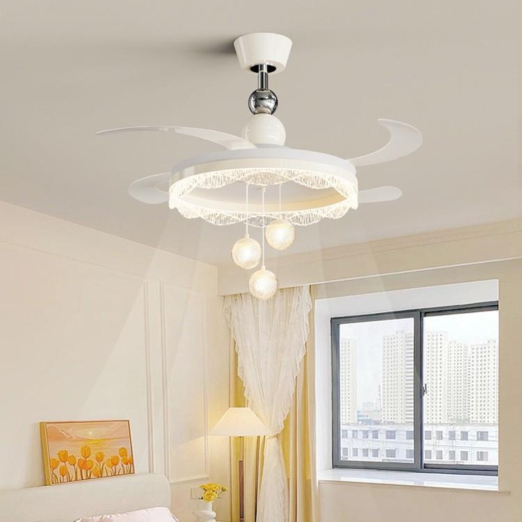 轻奢感意式极简风扇灯吊扇灯隐形餐厅吊灯2025新款卧室灯