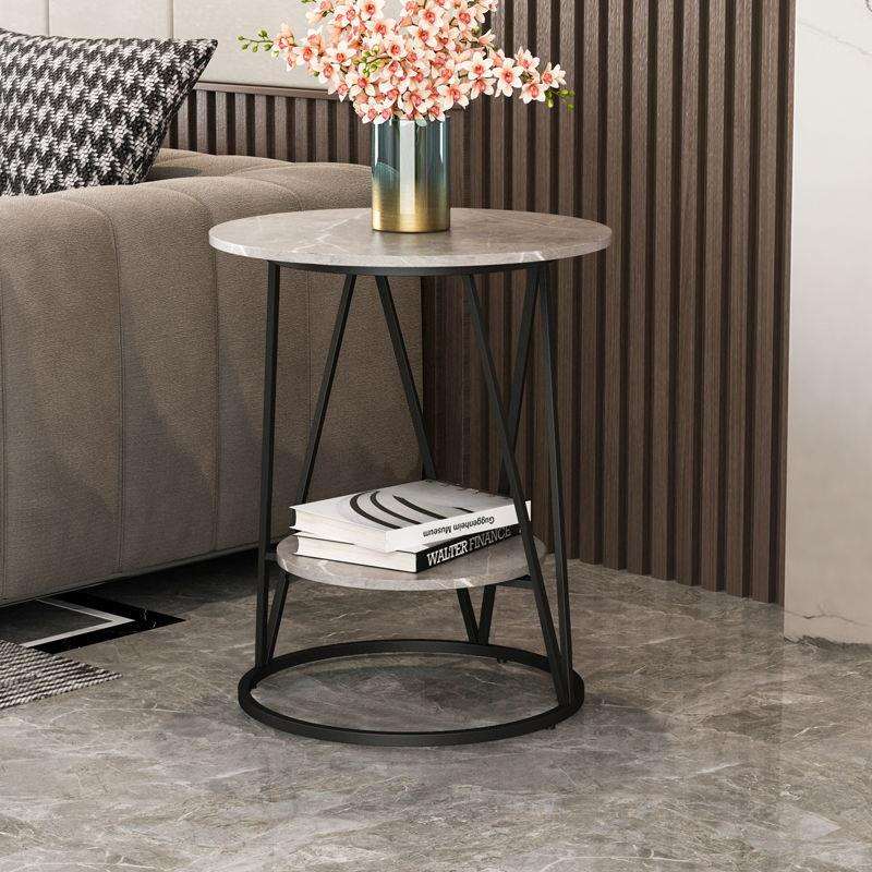 沙发边几轻奢简约客厅沙发旁置物收纳小圆桌子角几侧边柜岩板茶几