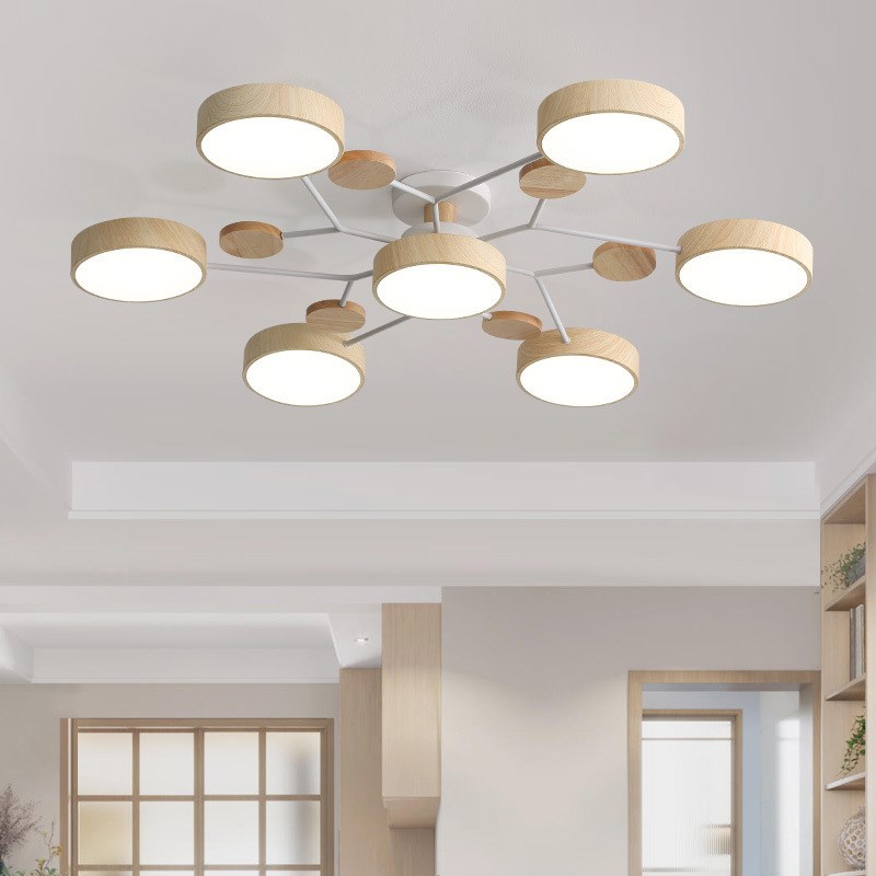 客厅灯北欧原h木色餐厅客厅卧室书房灯现代简约日式主卧吸顶灯具