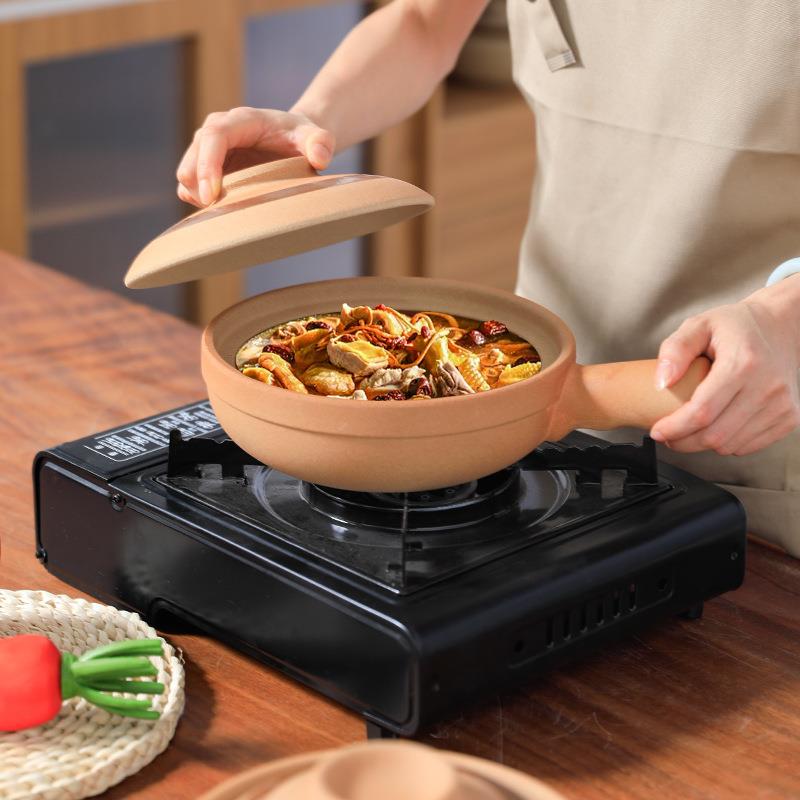 老式煲仔饭专用单柄土砂锅家用传统粗陶带手柄无釉干烧商用小沙锅