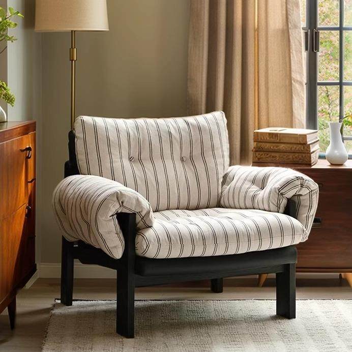 法式复古单人沙发椅中古风客厅棉麻可拆洗慵懒休闲椅条纹懒人沙发,鲜花速递/花卉仿真/绿植园艺,割草机/草坪机,淘宝优惠券,粉丝福利购,淘宝优惠卷