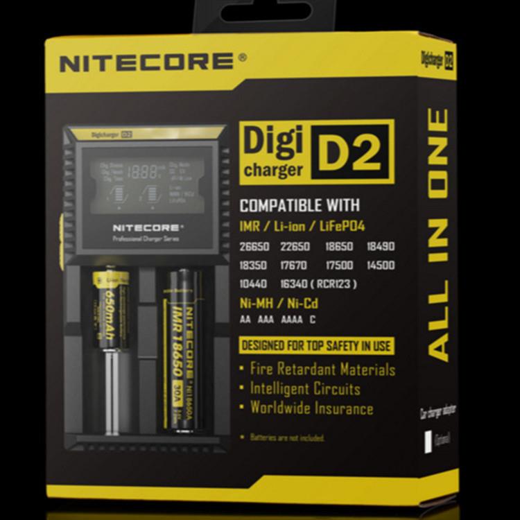 NITECORE奈特科尔 D2充电器 D4 18650智能液晶显示双槽充电器