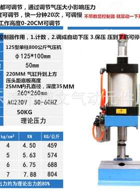 小型桌式气动冲压机 BSCJ125*100-50脚踏式气动压机