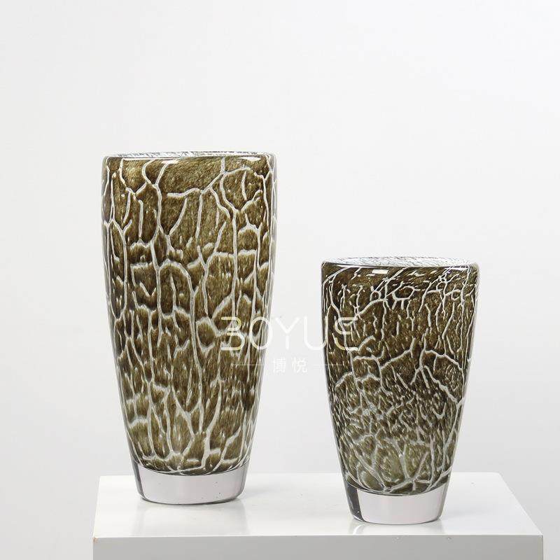 简约中古风绿色裂纹大口径琉璃花瓶样板间客厅餐厅花艺软装品摆件,鲜花速递/花卉仿真/绿植园艺,割草机/草坪机,淘宝优惠券,粉丝福利购,淘宝优惠卷