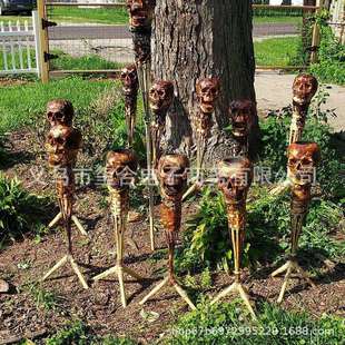 跨境新品 Handmade Skull Tiki Torch手工骷髅Tiki手电筒骷髅火炬