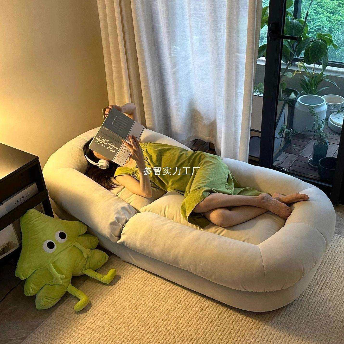 懒人沙发单人可躺可睡折叠榻榻米座椅阳台休闲卧室人类狗窝小沙发