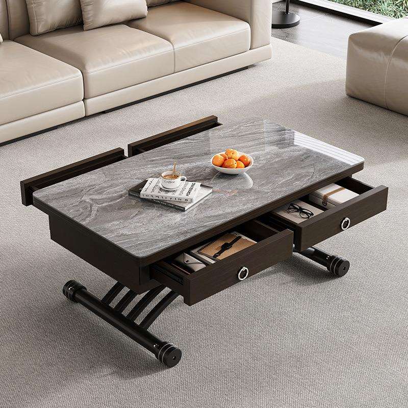 升降岩板茶几小户型餐桌两用一体式折叠长方形多功能现代客厅新品