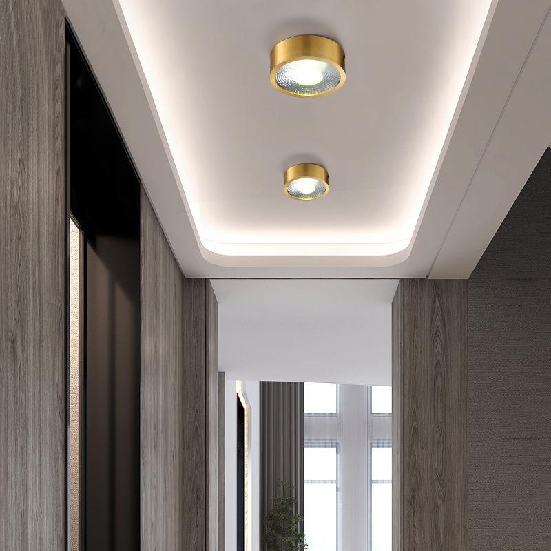 全铜明装筒灯 led天花灯超薄射灯北欧后现代过道走廊玄关轻奢小灯