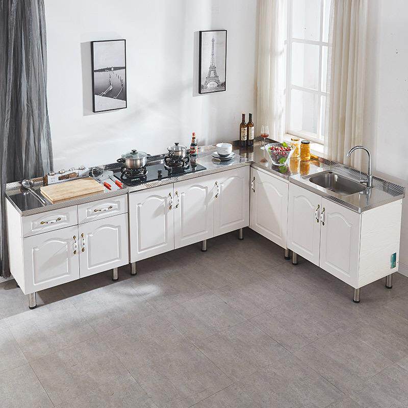 橱柜简易现代不锈钢台面厨柜灶台餐边柜碗柜厨房出租房用实木家用