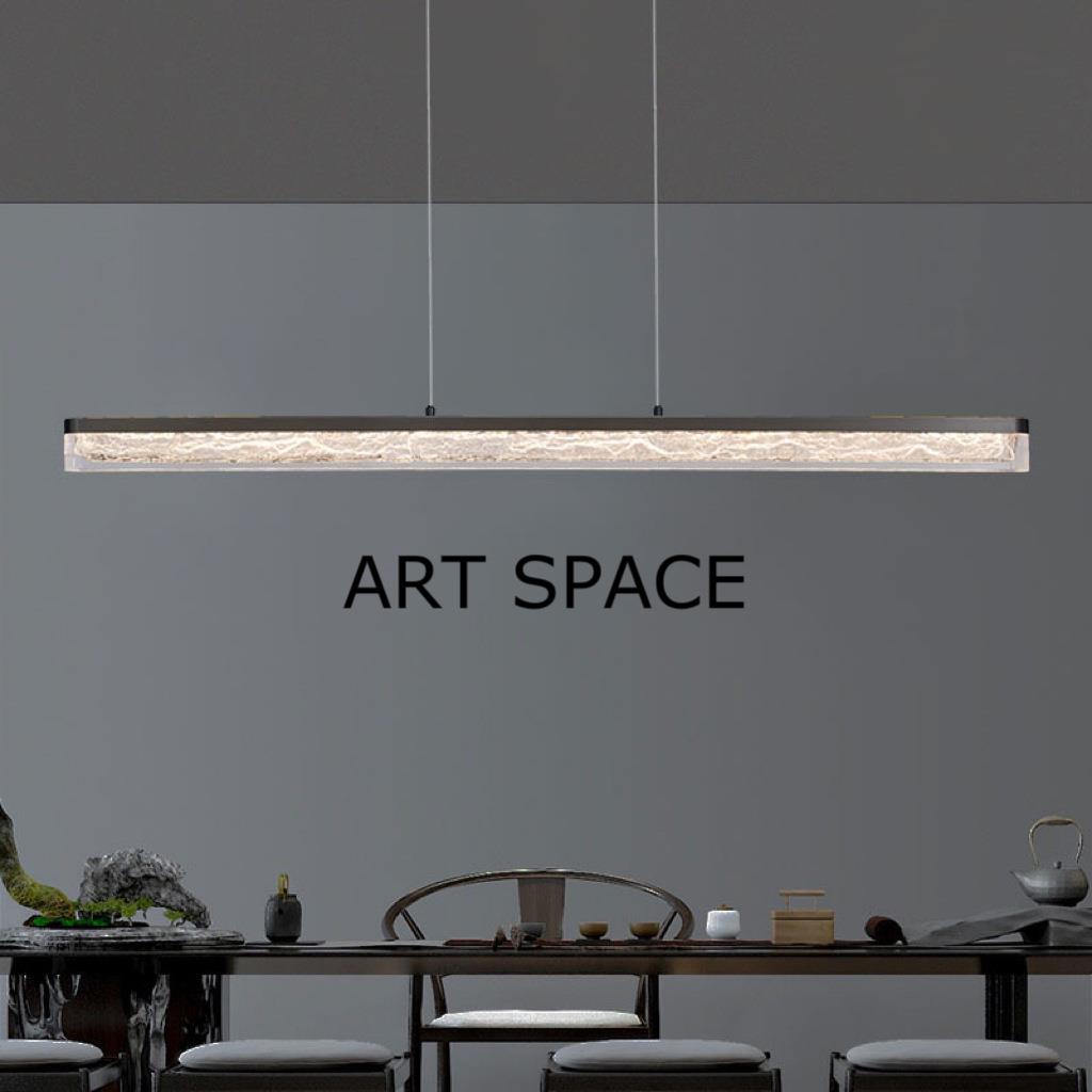 意式极简铝材餐厅吊灯新中式简约客厅灯设计师餐吧台一字长条灯