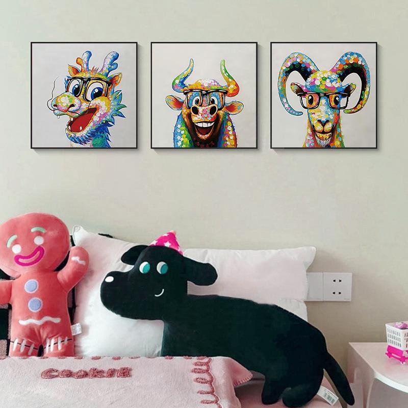 十二生肖创意动物画简约客厅沙发墙画卧室书房挂画餐厅壁画抽象画