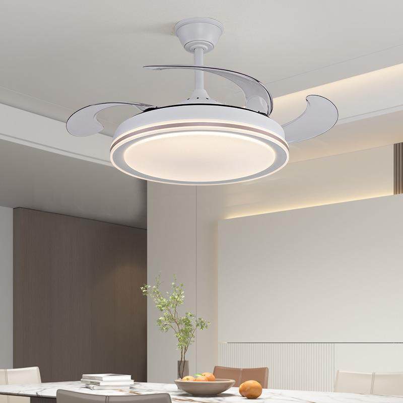 语音控制42寸LED吊扇灯 餐厅客厅现代简约遥控隐形扇叶白色风扇灯