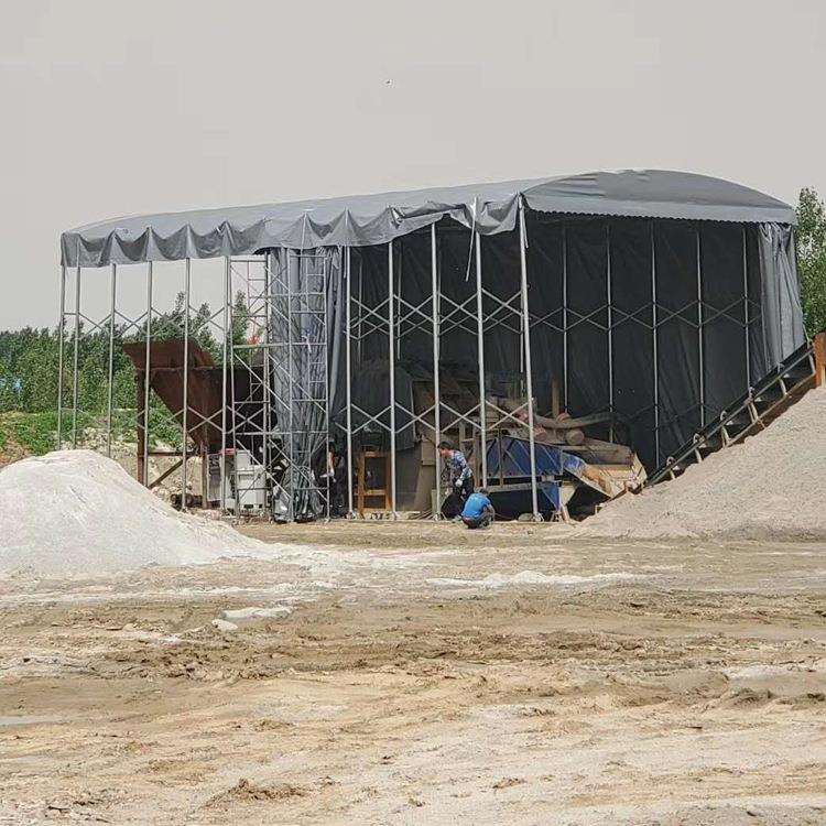 建桥手动推拉棚 地摊大排档伸缩棚 移动伸缩式箱梁蒸养棚