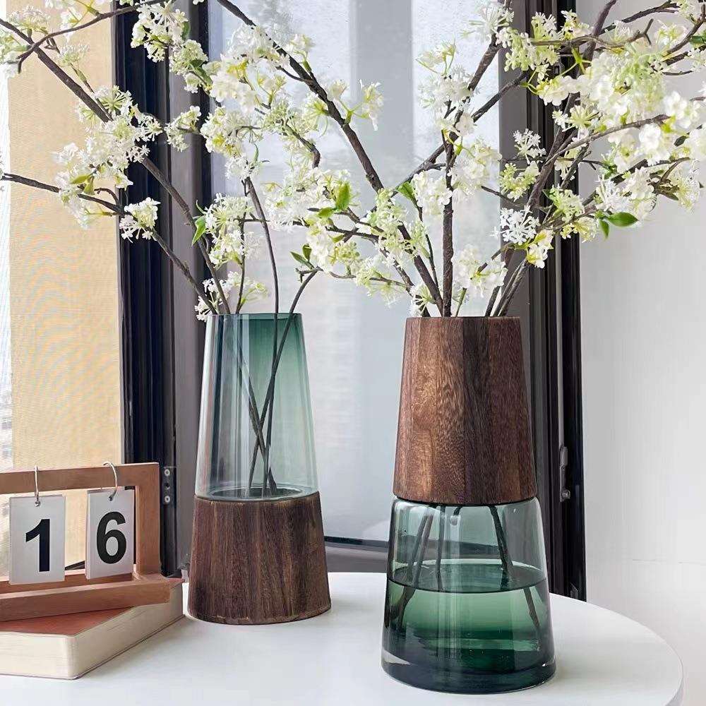 雪柳花瓶玻璃透明高款插花长枝雪柳专用干枝干支雪柳鲜枝插雪柳瓶