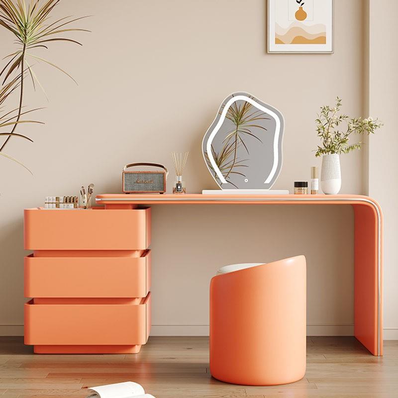 皮艺现代轻奢奶油风实木梳妆台意式卧室小户型化妆桌收纳斗柜工厂