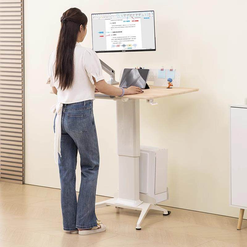 气动升降电脑桌台式可移动家用儿童桌折叠书桌办公桌站立式工作台