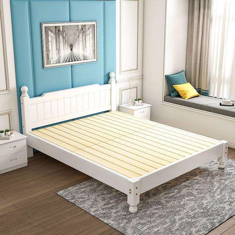 实木床现代简约1.8米双人床白色1.5米单人床1米经济型家用简易床