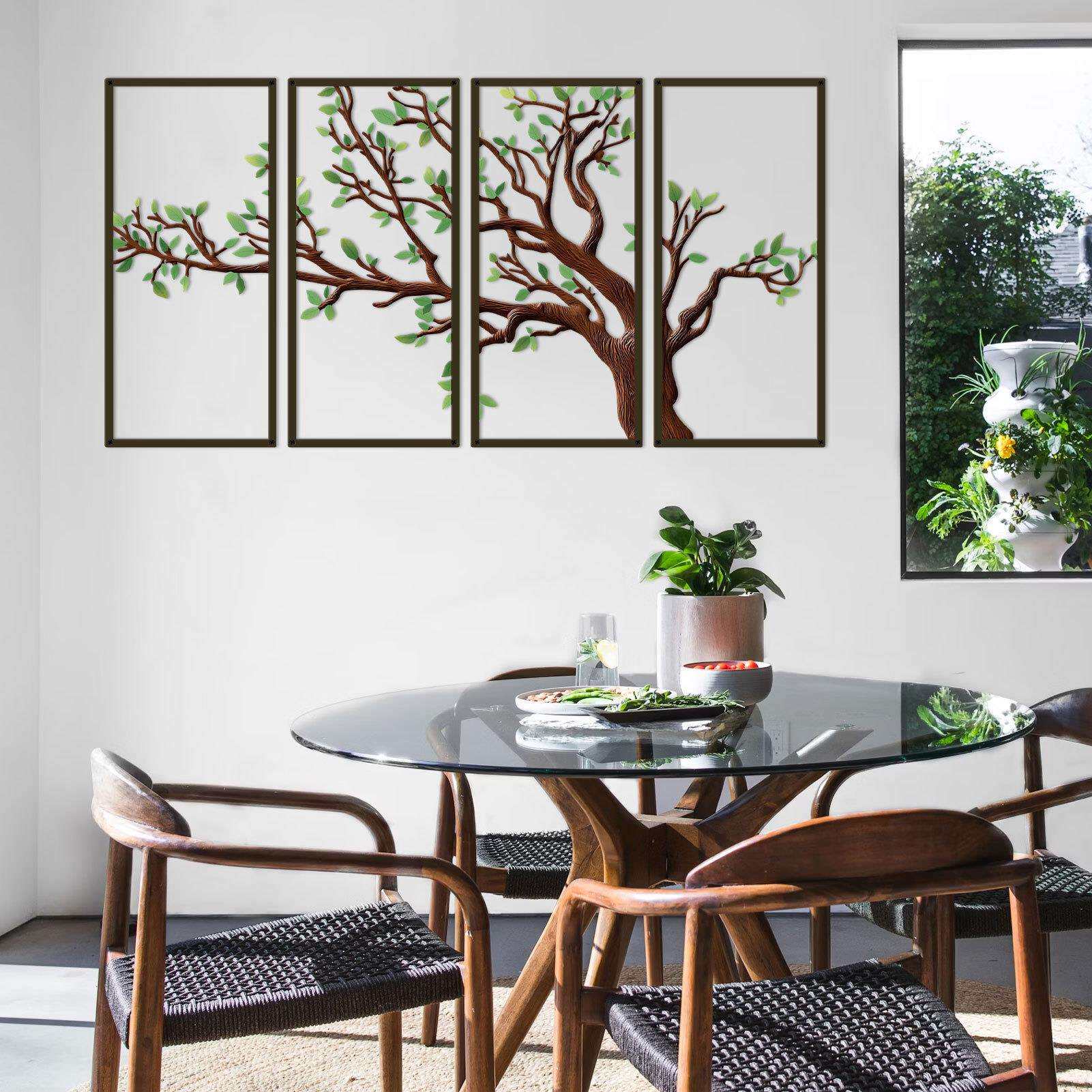 跨境铁艺树枝4件套壁挂壁饰金属装饰创意工艺品墙饰客厅剪影壁饰