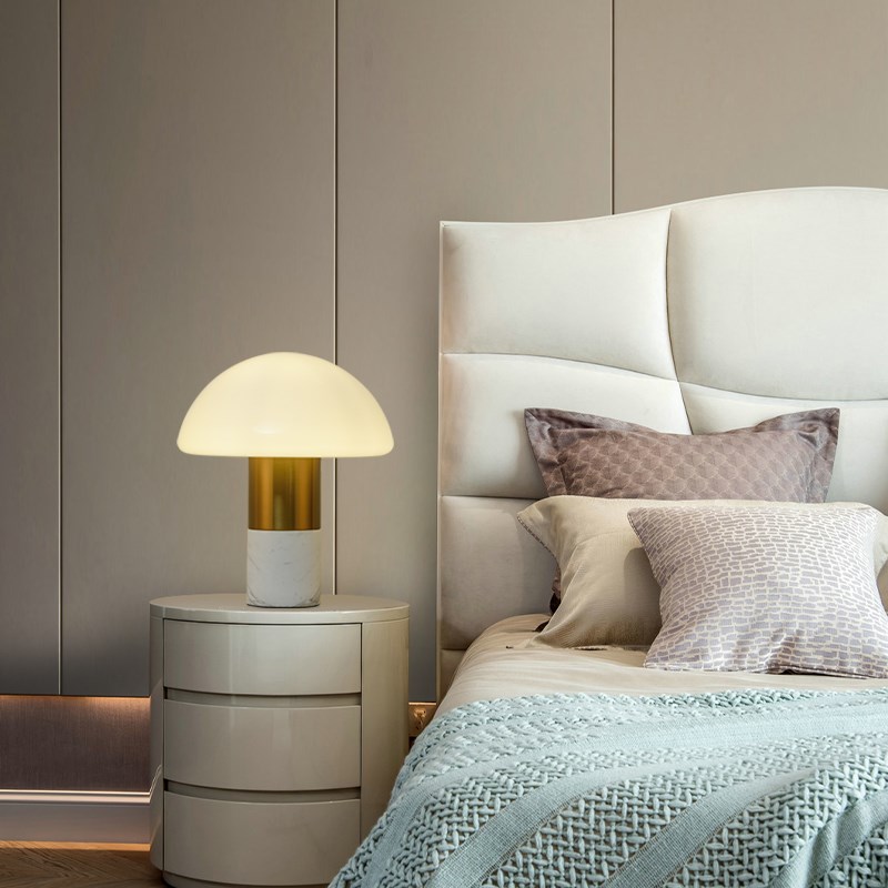 广东中山古镇后现代卧室台灯客厅床E头柜蘑菇台灯玻璃时尚创意个