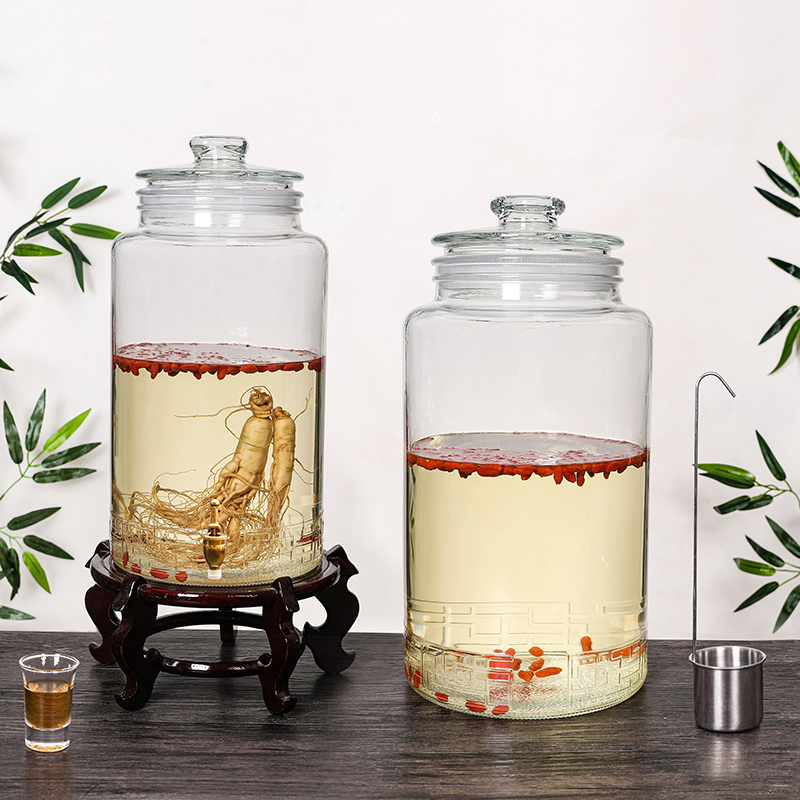 大容量加厚密封罐家l用泡酒玻璃瓶10斤20斤磨砂口酿酒缸专用酒坛