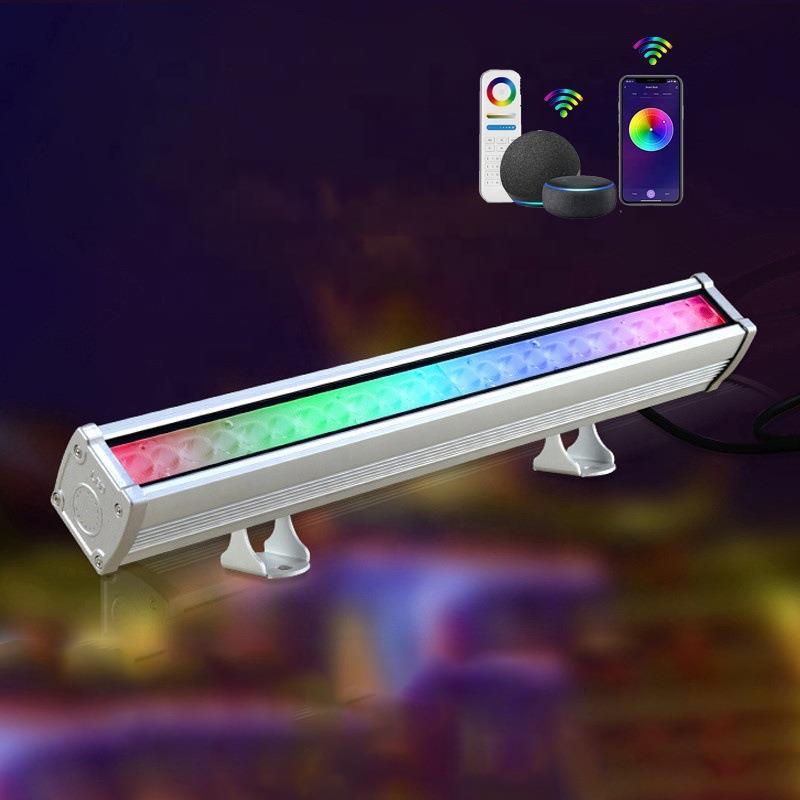 DMX RGB led洗墙灯智能APP控制24W RGBCCT防水IP66户外建筑照明