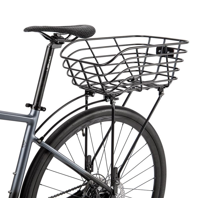 自行车后车筐单车后货篮子大容量山地车货架铝合金置物筐骑行装备