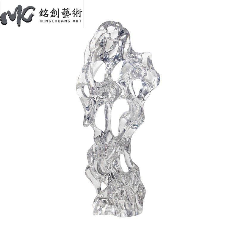 透明树脂太湖石雕塑摆件装饰品现代工艺品简约客厅酒店抽象软装
